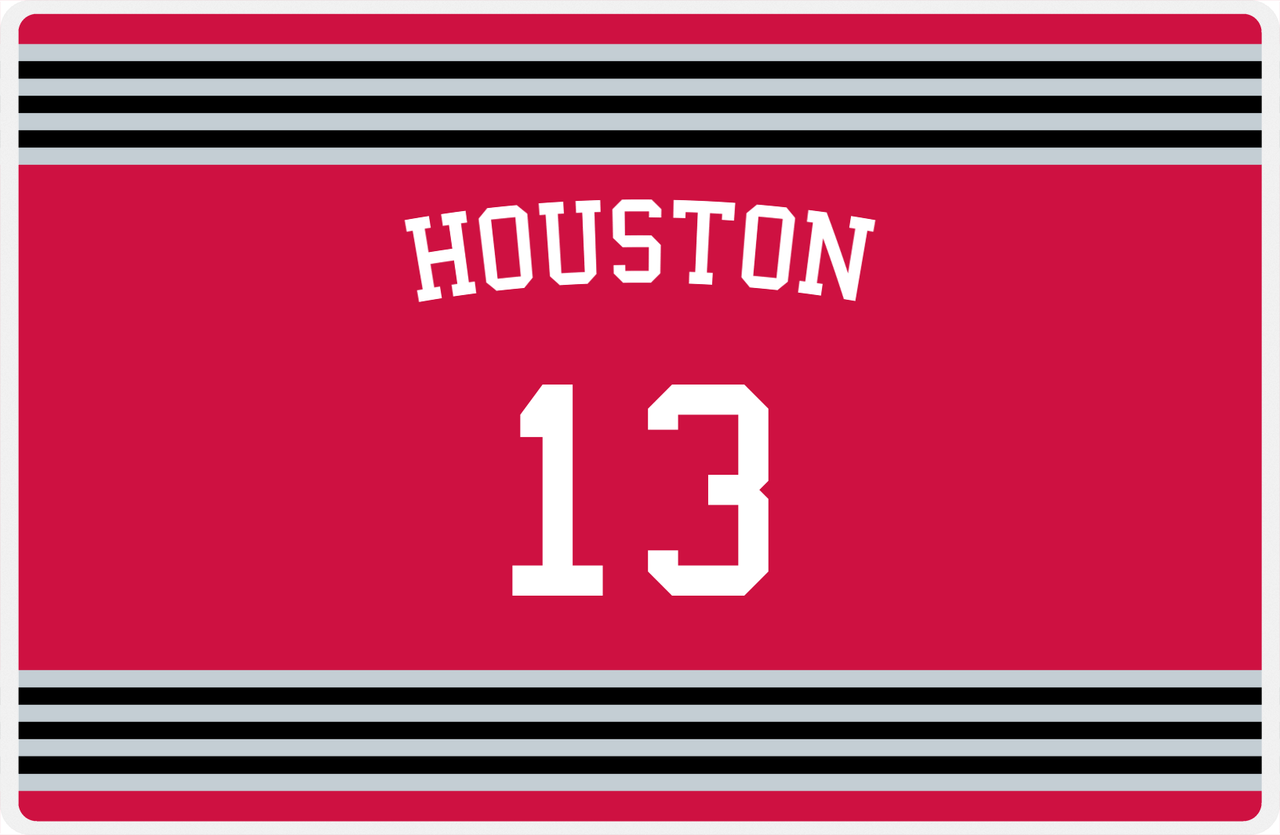 Personalized Jersey Number Placemat - Arched Name - Houston - Triple Stripe -  View