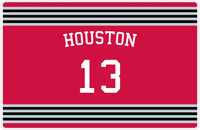 Thumbnail for Personalized Jersey Number Placemat - Arched Name - Houston - Triple Stripe -  View