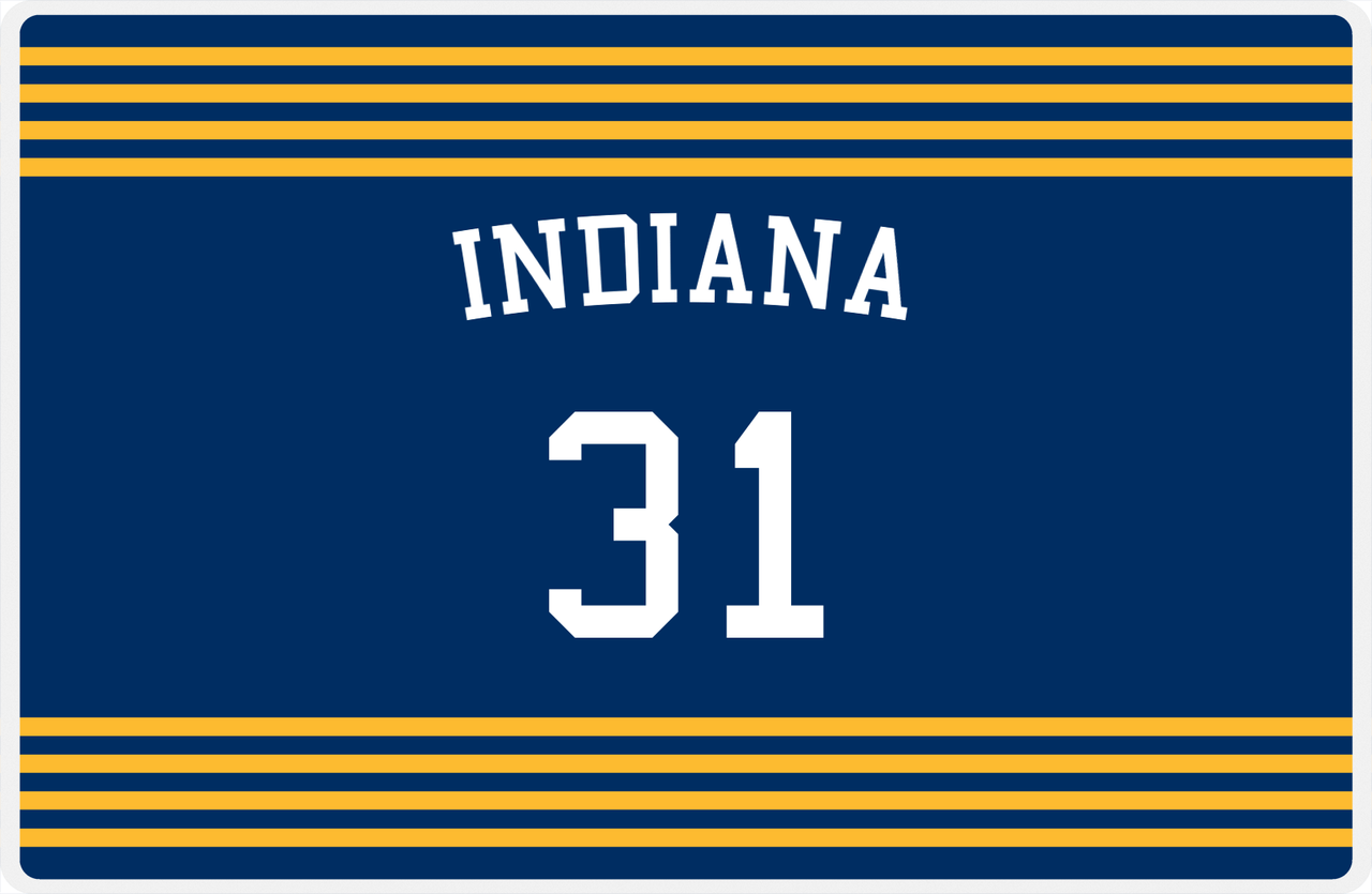 Personalized Jersey Number Placemat - Arched Name - Indiana - Triple Stripe -  View