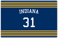 Thumbnail for Personalized Jersey Number Placemat - Arched Name - Indiana - Triple Stripe -  View