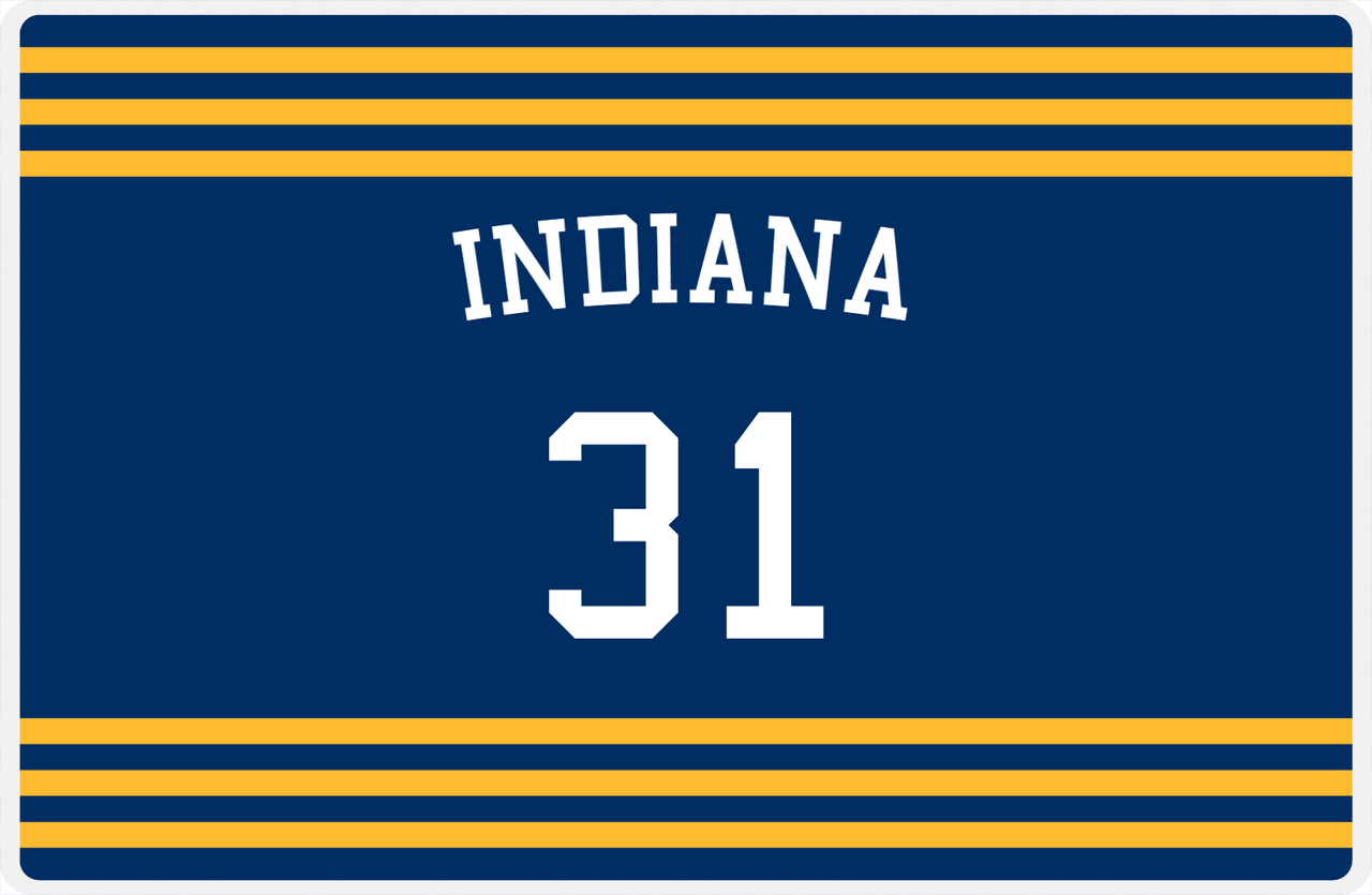 Personalized Jersey Number Placemat - Arched Name - Indiana - Double Stripe -  View