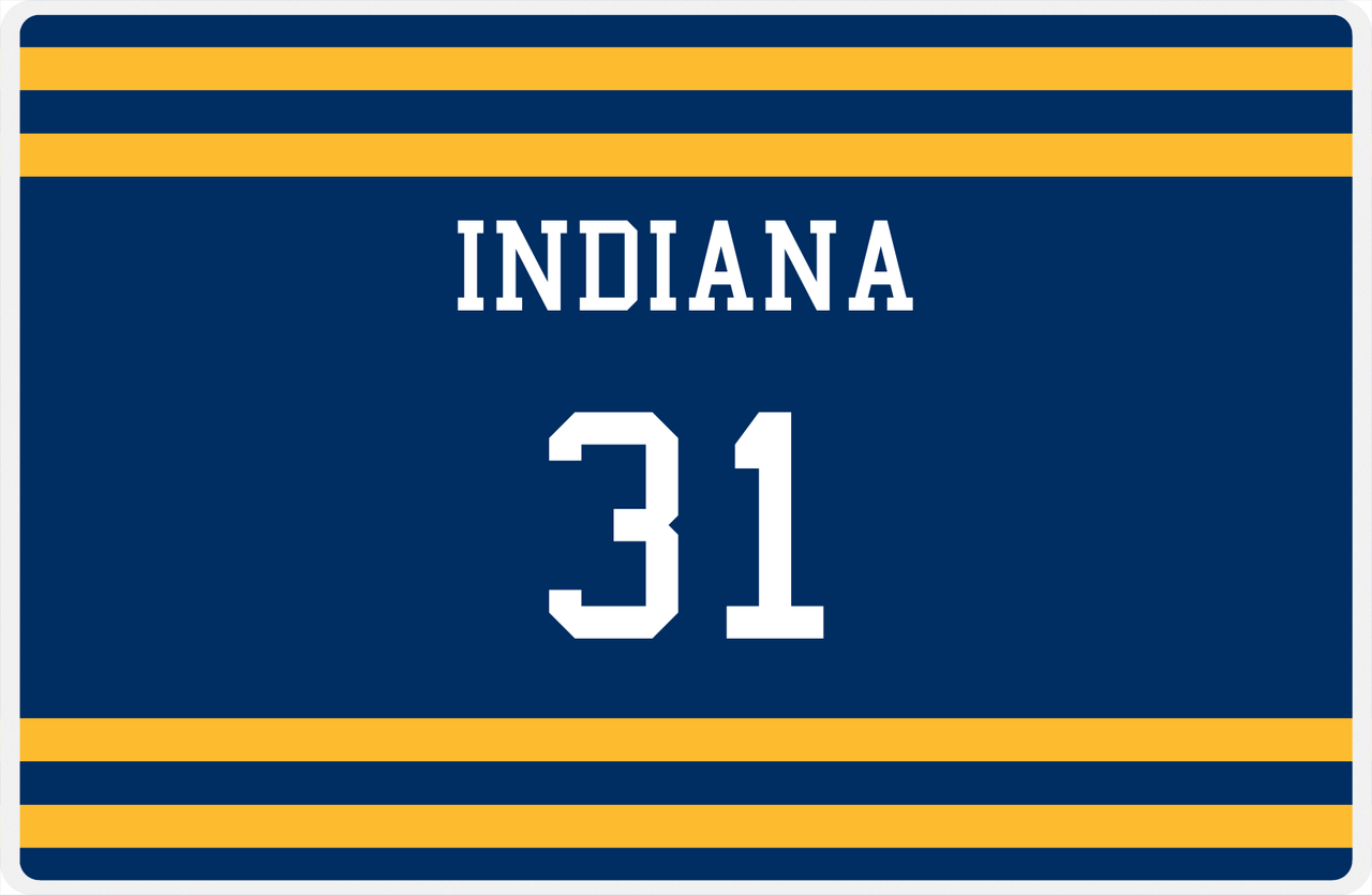 Personalized Jersey Number Placemat - Indiana - Single Stripe -  View