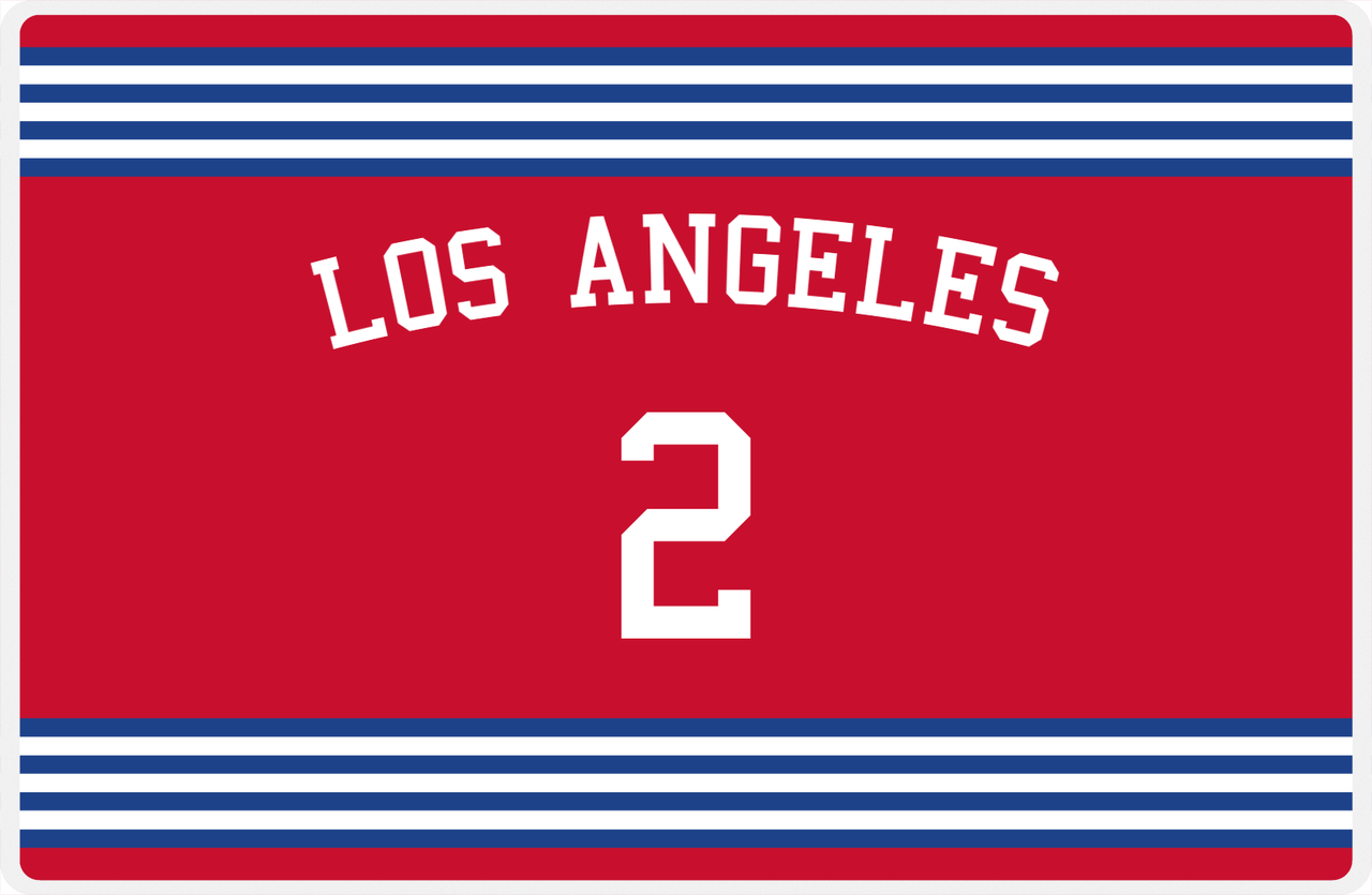 Personalized Jersey Number Placemat - Arched Name - Los Angeles - Triple Stripe -  View