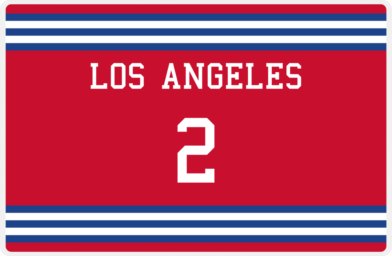 Personalized Jersey Number Placemat - Los Angeles - Double Stripe -  View