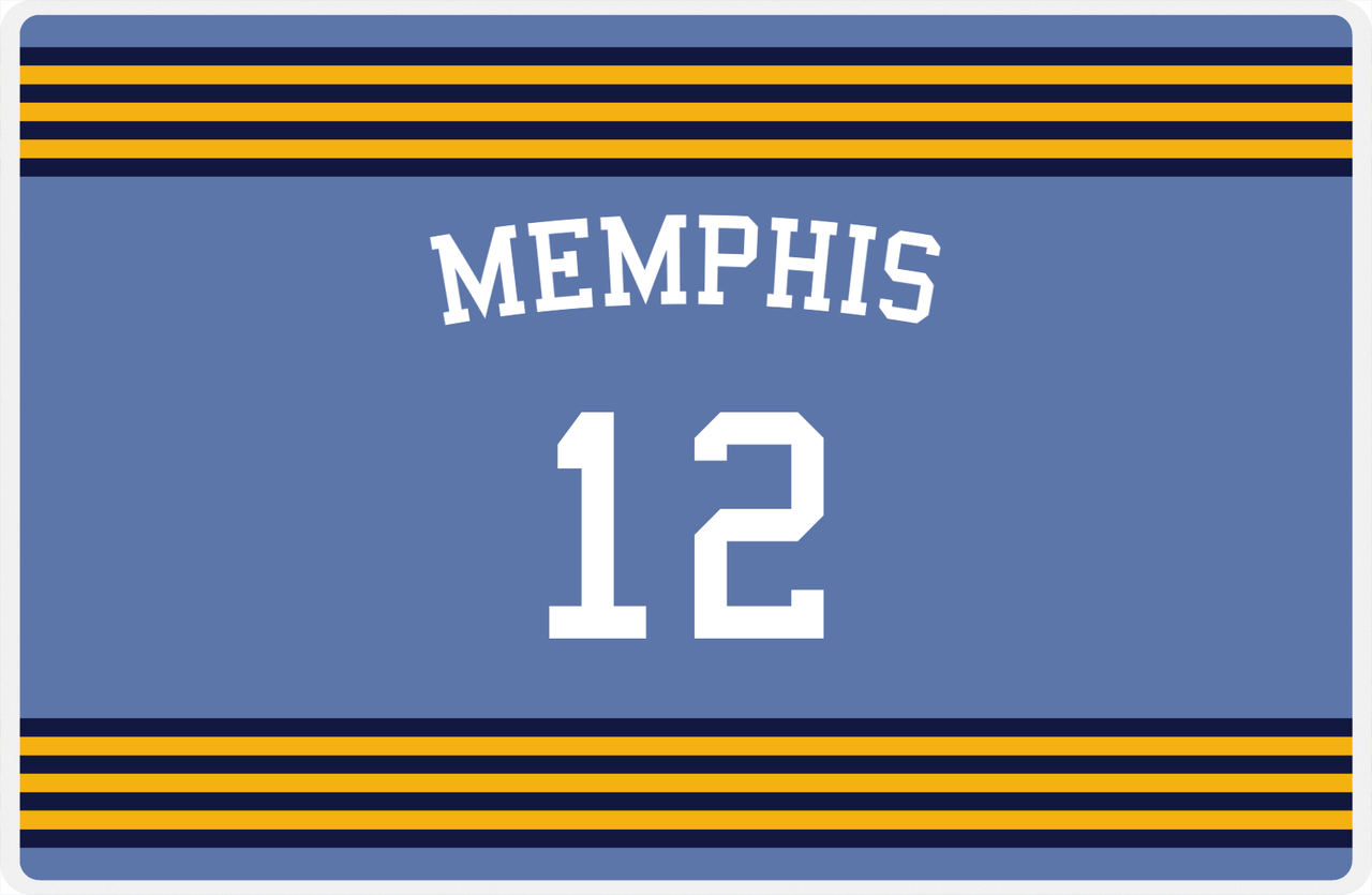 Personalized Jersey Number Placemat - Arched Name - Memphis - Triple Stripe -  View