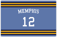 Thumbnail for Personalized Jersey Number Placemat - Arched Name - Memphis - Double Stripe -  View