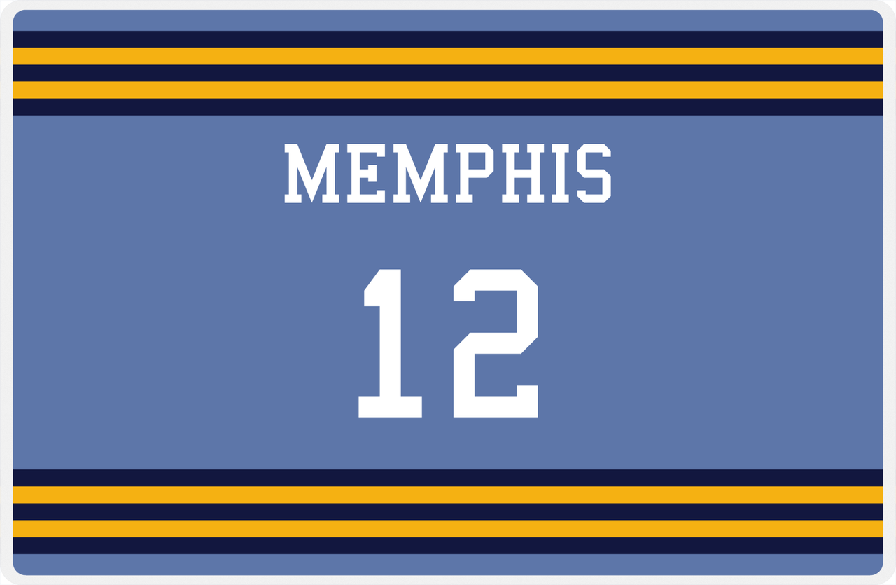 Personalized Jersey Number Placemat - Memphis - Double Stripe -  View