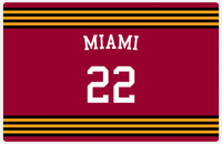 Thumbnail for Personalized Jersey Number Placemat - Arched Name - Miami - Triple Stripe -  View
