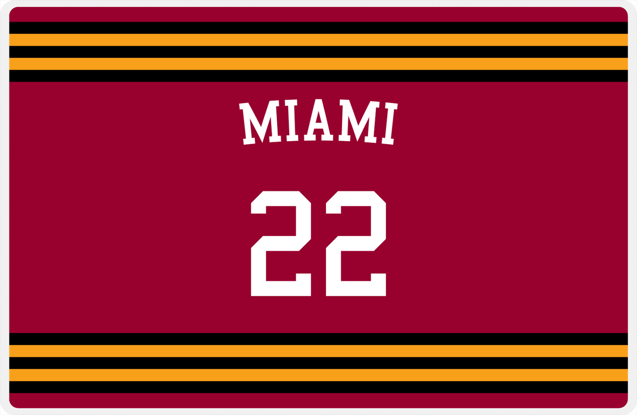 Personalized Jersey Number Placemat - Arched Name - Miami - Double Stripe -  View
