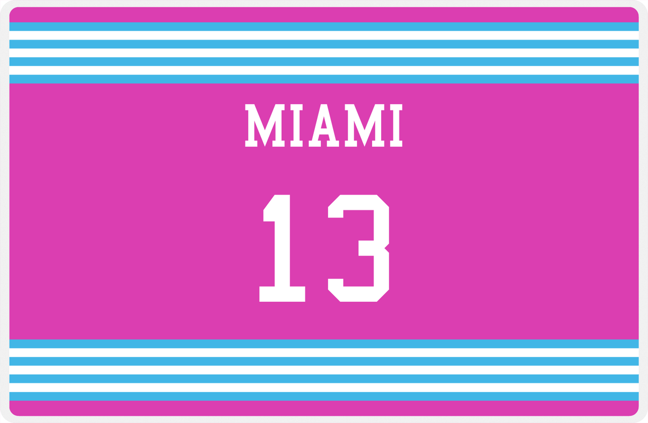 Personalized Jersey Number Placemat - Miami - Triple Stripe -  View