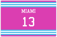 Thumbnail for Personalized Jersey Number Placemat - Miami - Double Stripe -  View