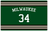 Thumbnail for Personalized Jersey Number Placemat - Arched Name - Milwaukee - Double Stripe -  View