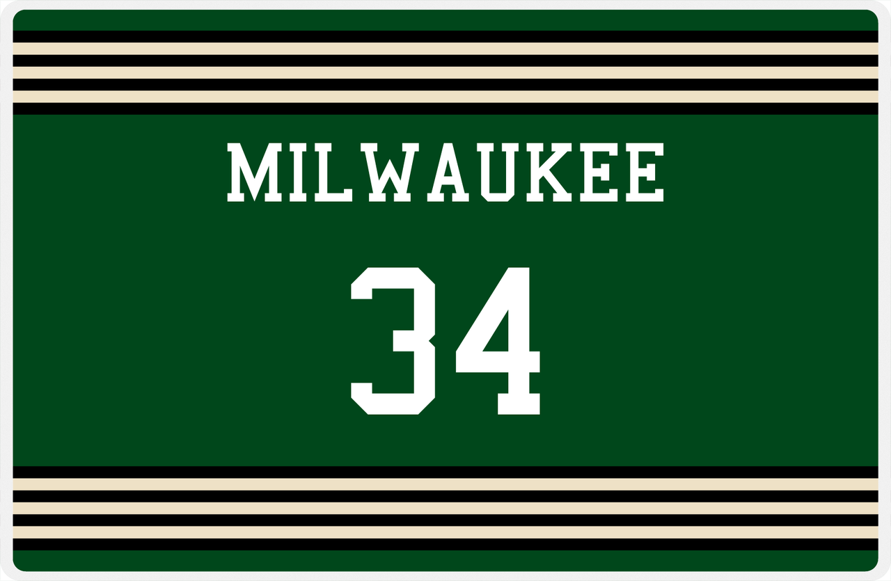 Personalized Jersey Number Placemat - Milwaukee - Triple Stripe -  View