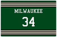 Thumbnail for Personalized Jersey Number Placemat - Milwaukee - Triple Stripe -  View