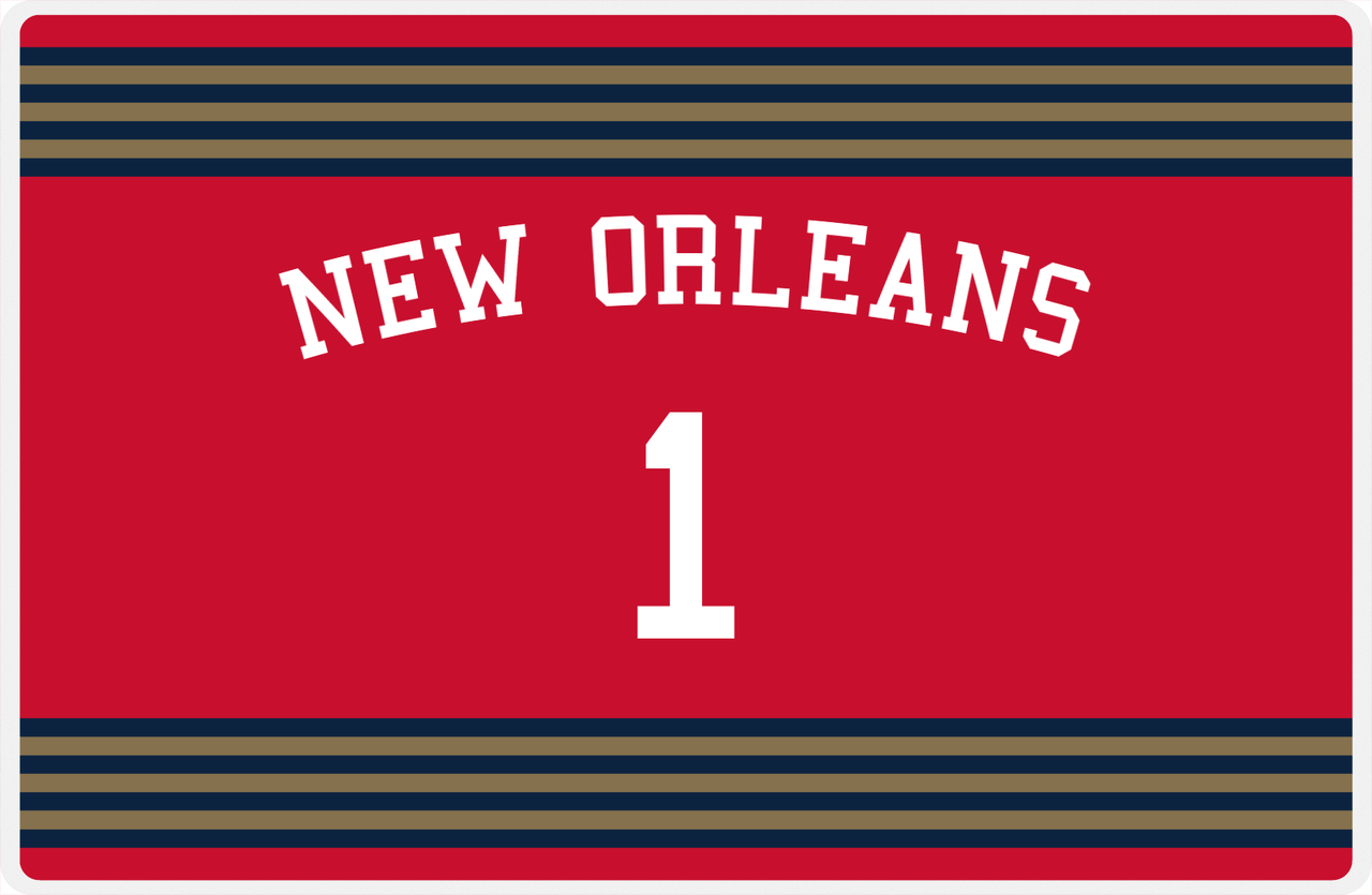 Personalized Jersey Number Placemat - Arched Name - New Orleans - Triple Stripe -  View