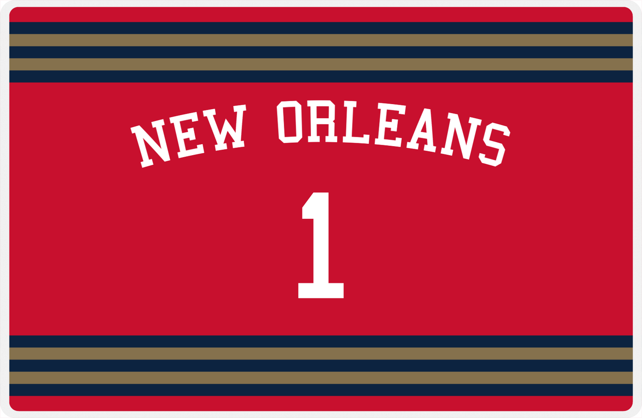 Personalized Jersey Number Placemat - Arched Name - New Orleans - Double Stripe -  View