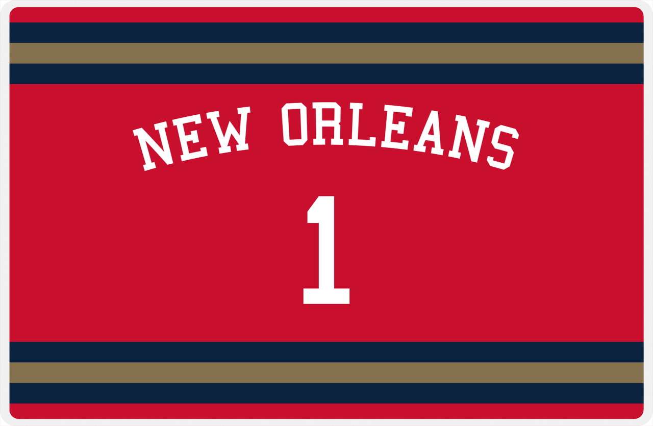 Personalized Jersey Number Placemat - Arched Name - New Orleans - Single Stripe -  View