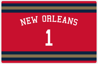 Thumbnail for Personalized Jersey Number Placemat - Arched Name - New Orleans - Single Stripe -  View