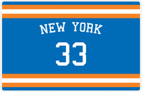 Thumbnail for Personalized Jersey Number Placemat - Arched Name - New York - Single Stripe -  View