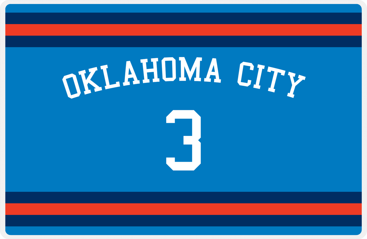 Personalized Jersey Number Placemat - Arched Name - Oklahoma City - Single Stripe -  View