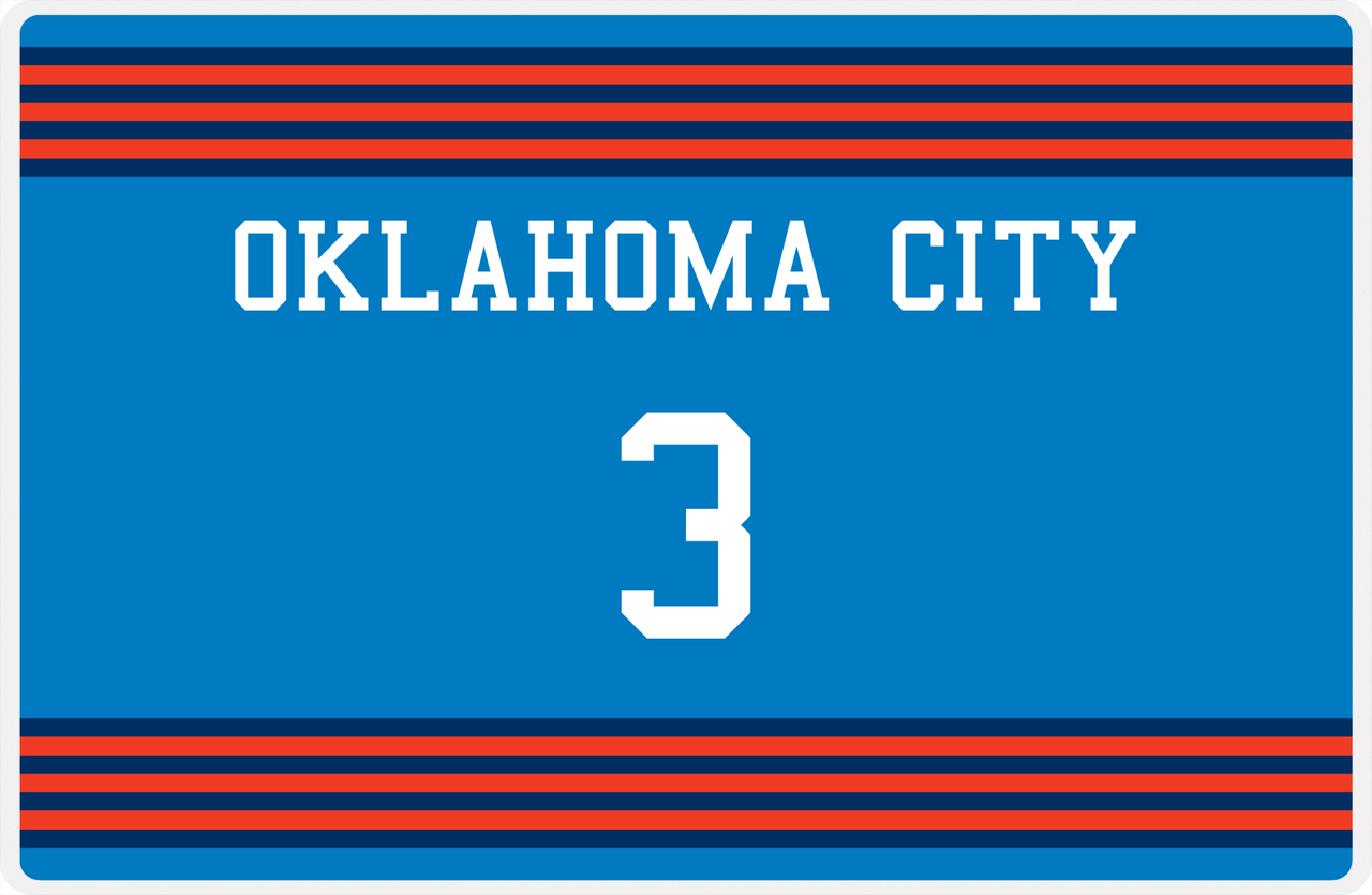 Personalized Jersey Number Placemat - Oklahoma City - Triple Stripe -  View