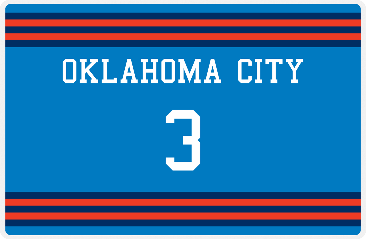 Personalized Jersey Number Placemat - Oklahoma City - Double Stripe -  View