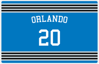 Thumbnail for Personalized Jersey Number Placemat - Arched Name - Orlando - Triple Stripe -  View