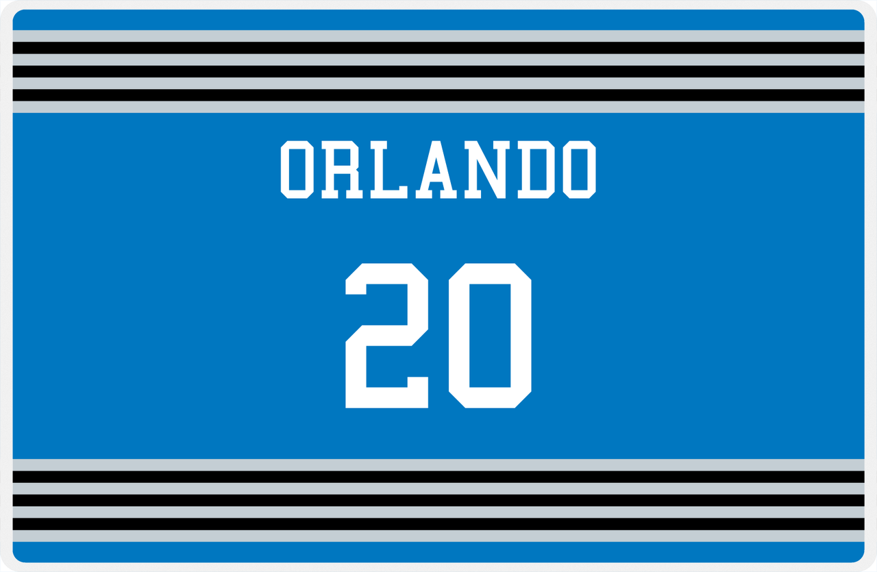 Personalized Jersey Number Placemat - Orlando - Triple Stripe -  View