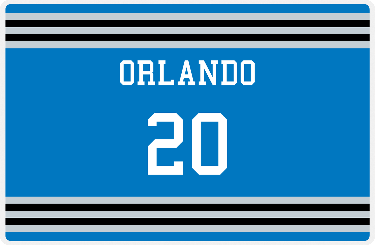 Personalized Jersey Number Placemat - Orlando - Double Stripe -  View