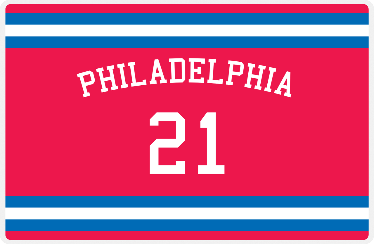 Personalized Jersey Number Placemat - Arched Name - Philadelphia - Single Stripe -  View