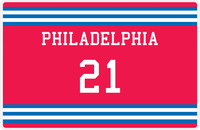 Thumbnail for Personalized Jersey Number Placemat - Philadelphia - Double Stripe -  View