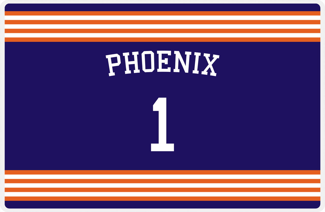 Personalized Jersey Number Placemat - Arched Name - Phoenix - Triple Stripe -  View