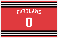 Thumbnail for Personalized Jersey Number Placemat - Arched Name - Portland - Double Stripe -  View
