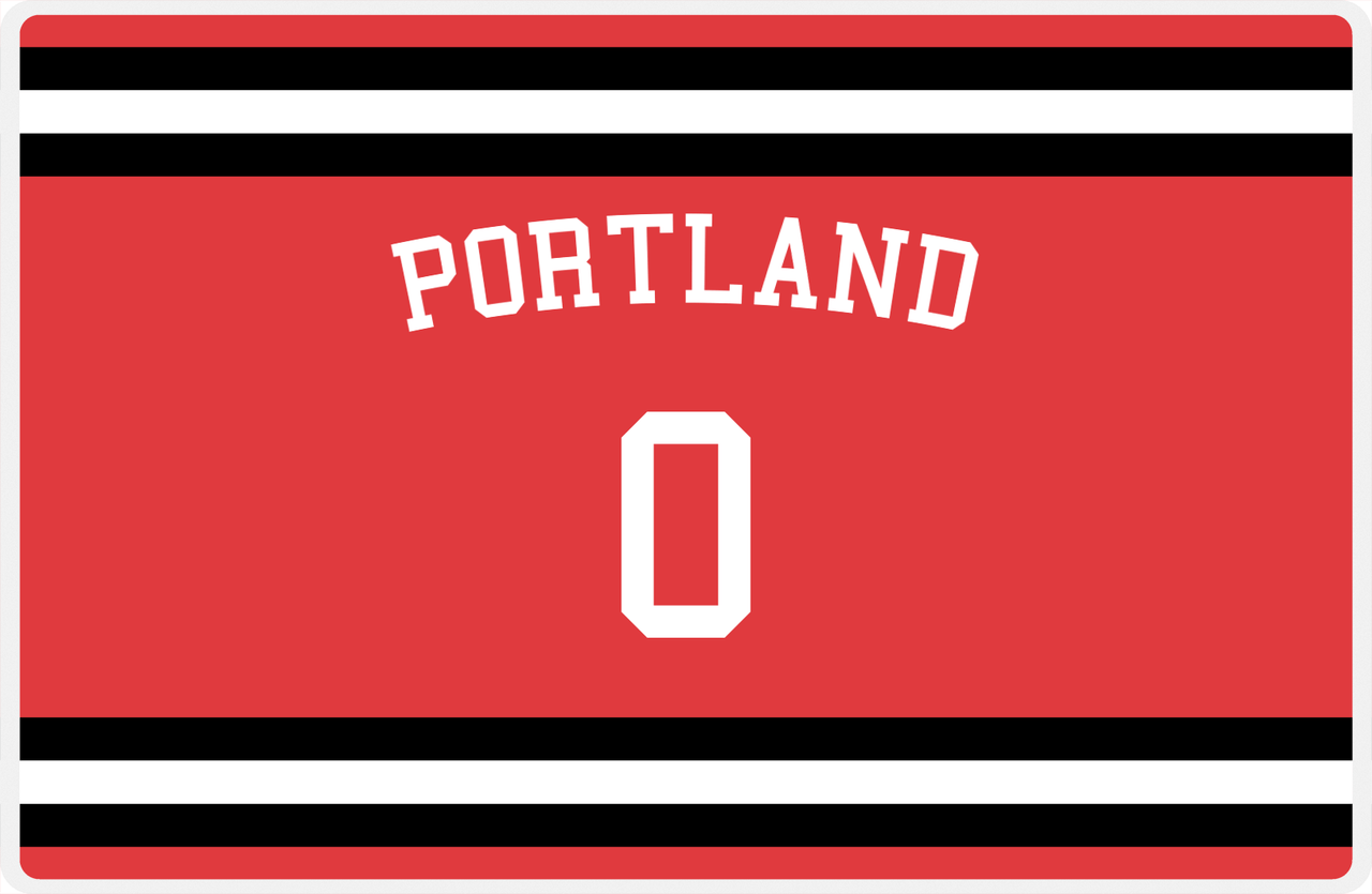 Personalized Jersey Number Placemat - Arched Name - Portland - Single Stripe -  View