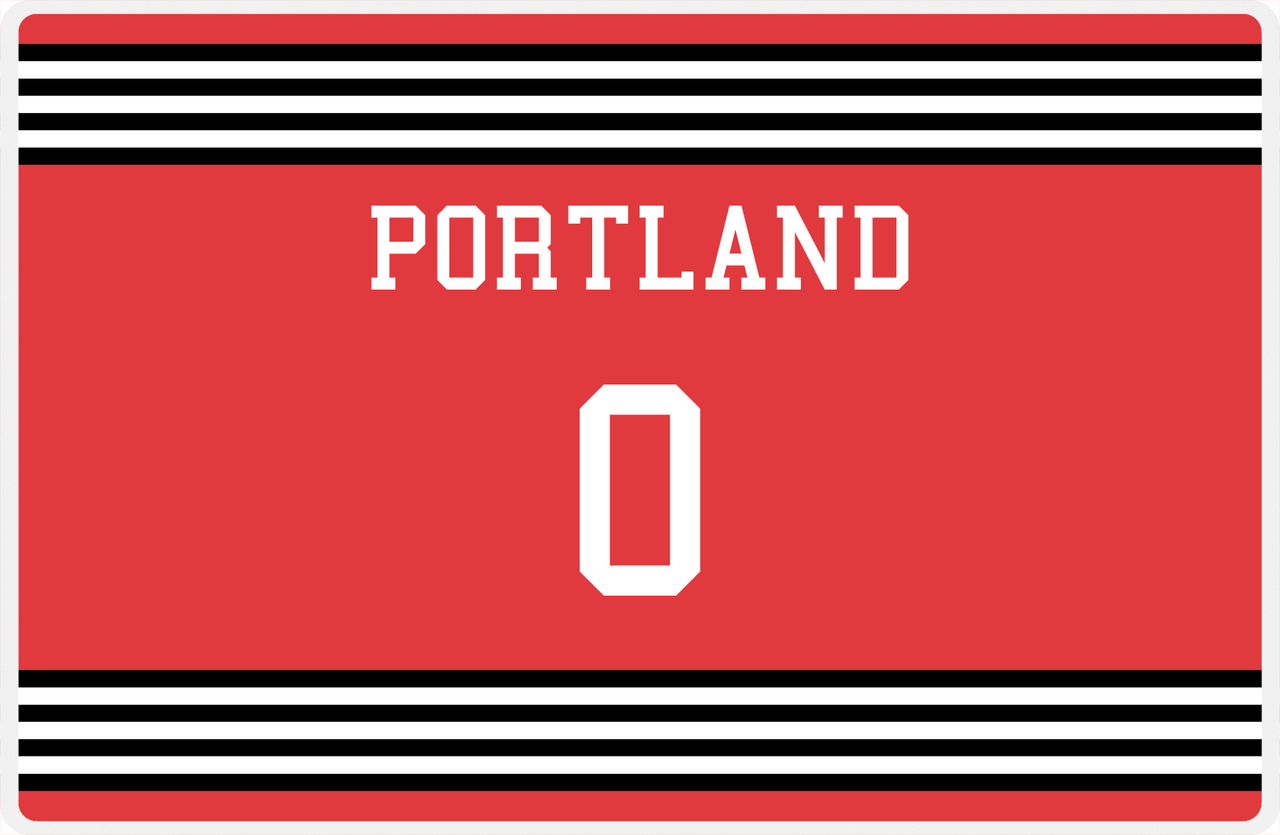 Personalized Jersey Number Placemat - Portland - Triple Stripe -  View