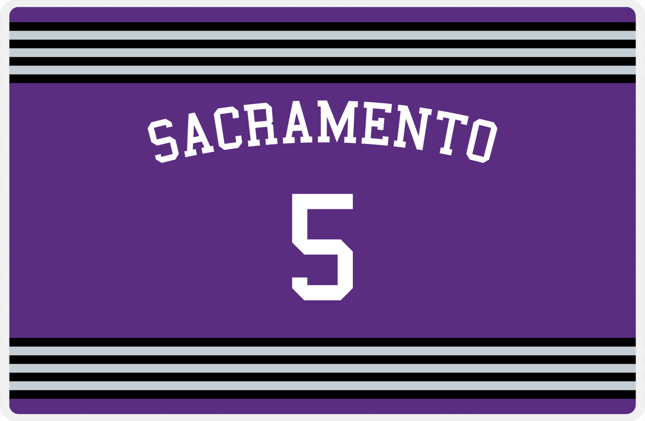Personalized Jersey Number Placemat - Arched Name - Sacramento - Triple Stripe -  View