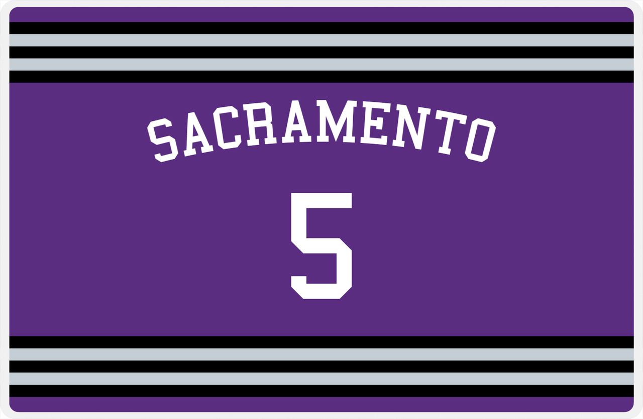 Personalized Jersey Number Placemat - Arched Name - Sacramento - Double Stripe -  View