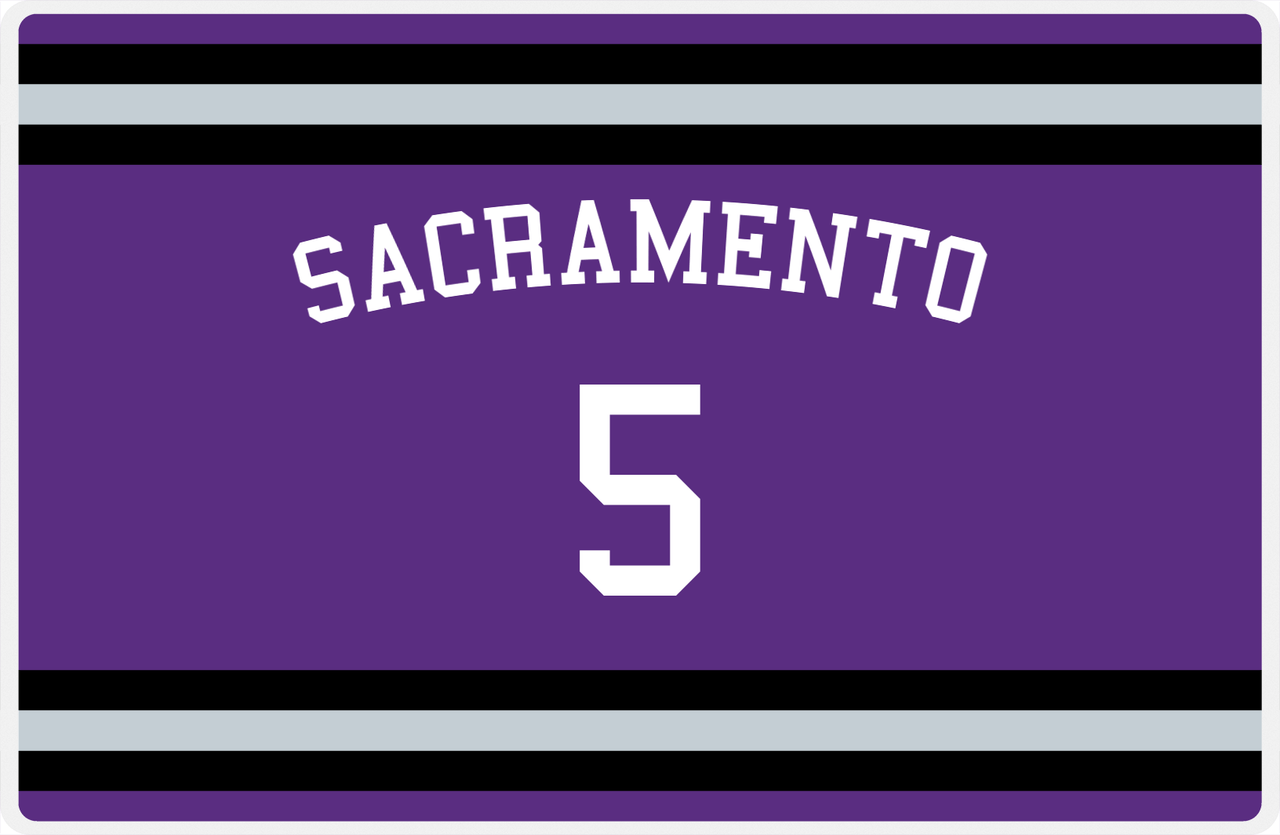 Personalized Jersey Number Placemat - Arched Name - Sacramento - Single Stripe -  View