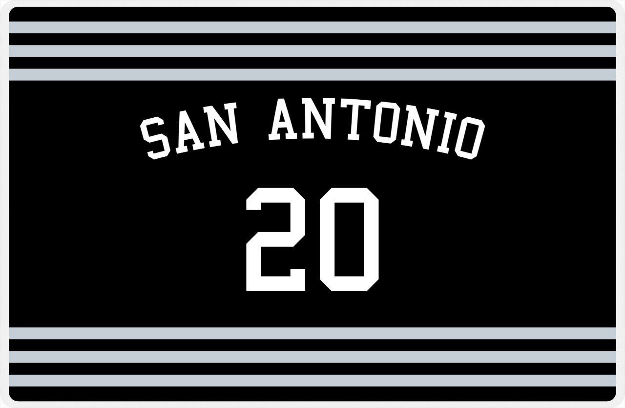 Personalized Jersey Number Placemat - Arched Name - San Antonio - Double Stripe -  View