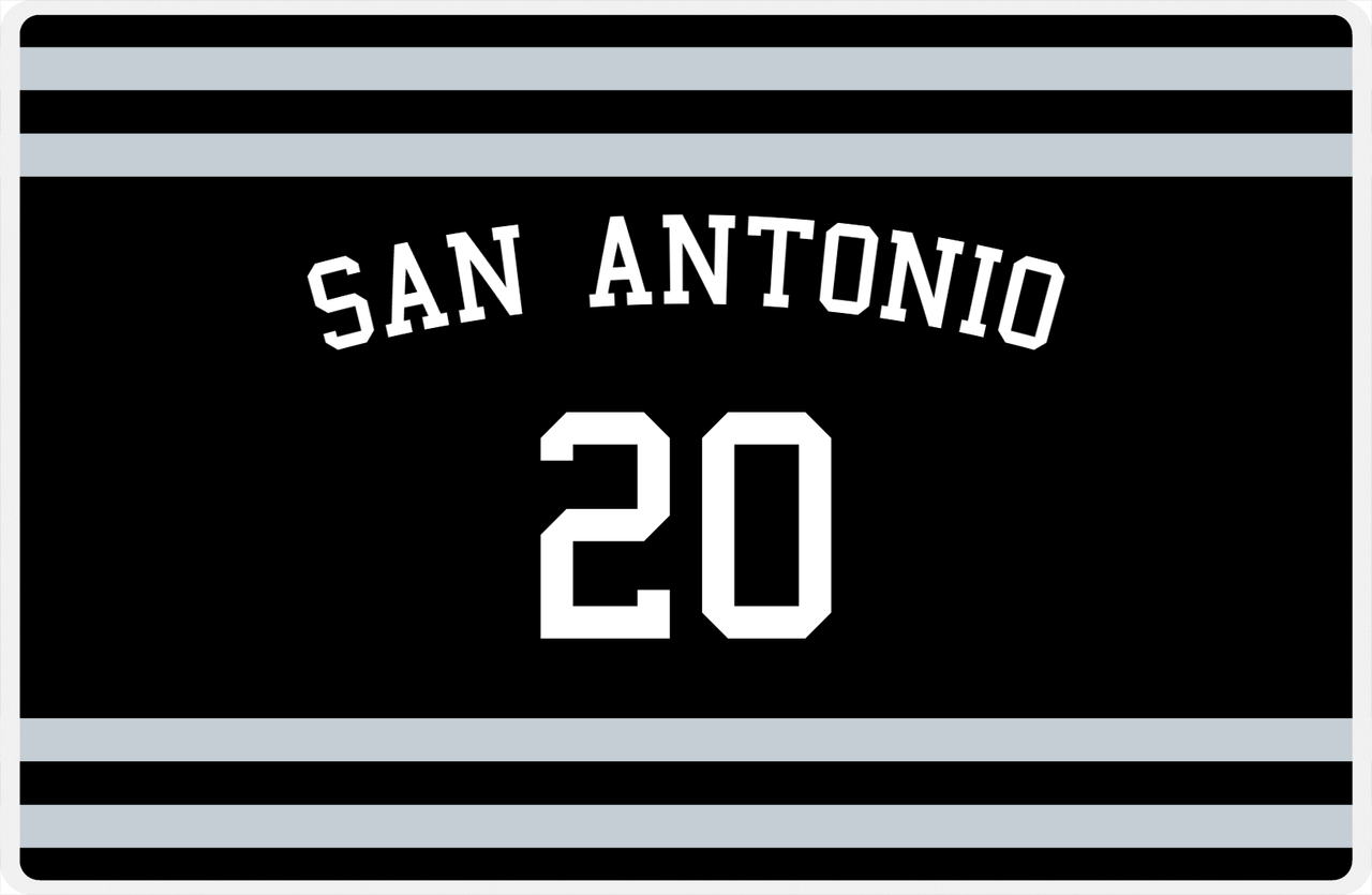 Personalized Jersey Number Placemat - Arched Name - San Antonio - Single Stripe -  View