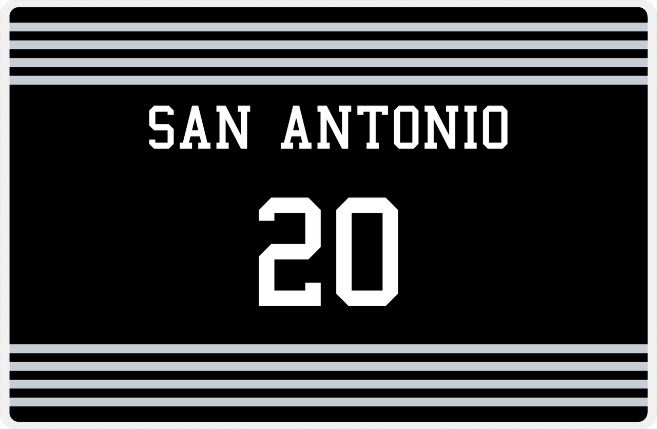 Personalized Jersey Number Placemat - San Antonio - Triple Stripe -  View