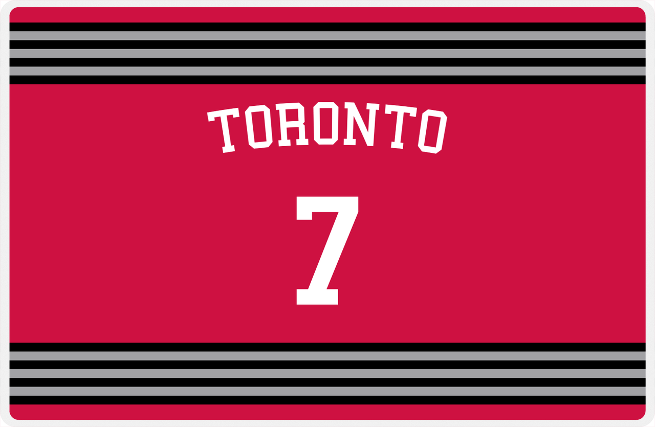 Personalized Jersey Number Placemat - Arched Name - Toronto - Triple Stripe -  View