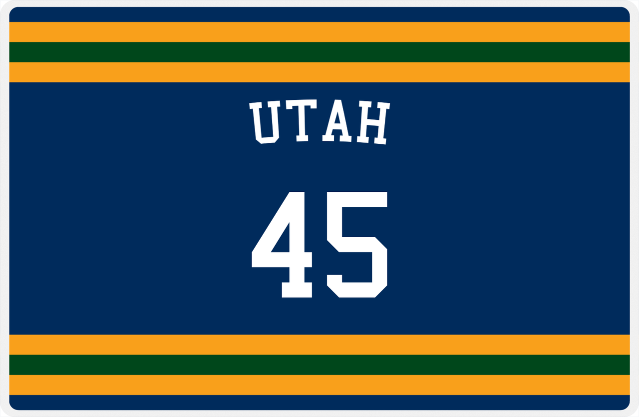 Personalized Jersey Number Placemat - Arched Name - Utah - Single Stripe -  View