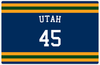 Thumbnail for Personalized Jersey Number Placemat - Arched Name - Utah - Single Stripe -  View