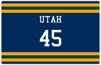 Thumbnail for Personalized Jersey Number Placemat - Utah - Single Stripe -  View