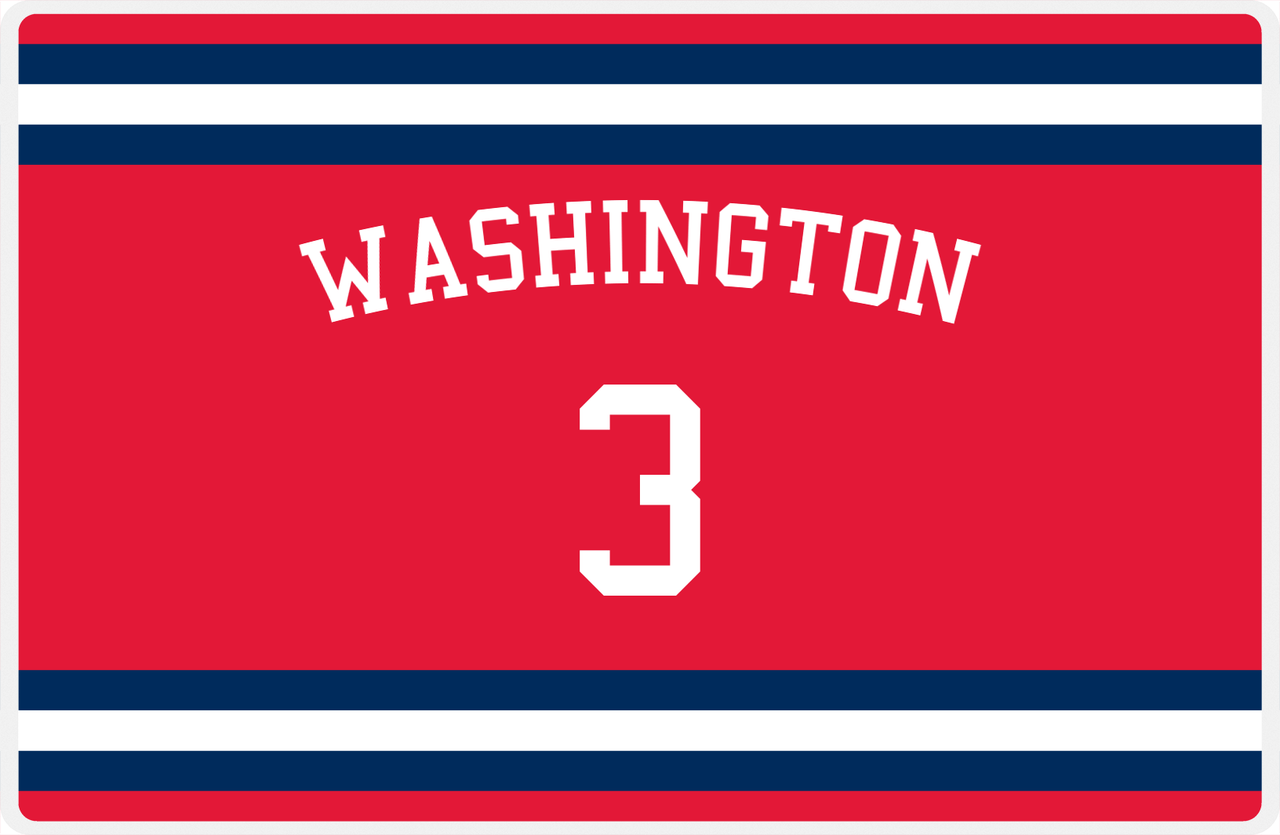 Personalized Jersey Number Placemat - Arched Name - Washington - Single Stripe -  View