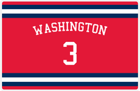 Thumbnail for Personalized Jersey Number Placemat - Arched Name - Washington - Single Stripe -  View