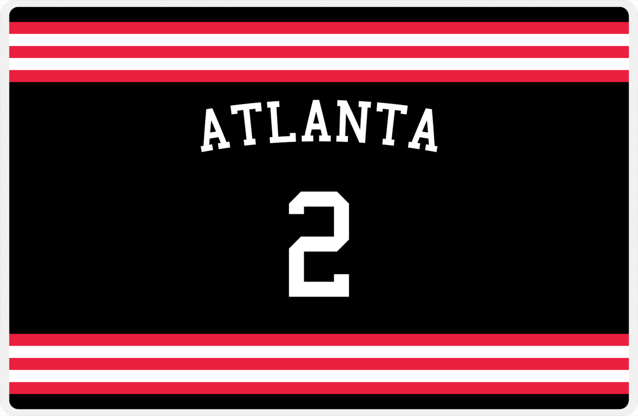 Personalized Jersey Number Placemat - Arched Name - Atlanta - Double Stripe -  View
