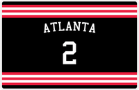 Thumbnail for Personalized Jersey Number Placemat - Arched Name - Atlanta - Double Stripe -  View