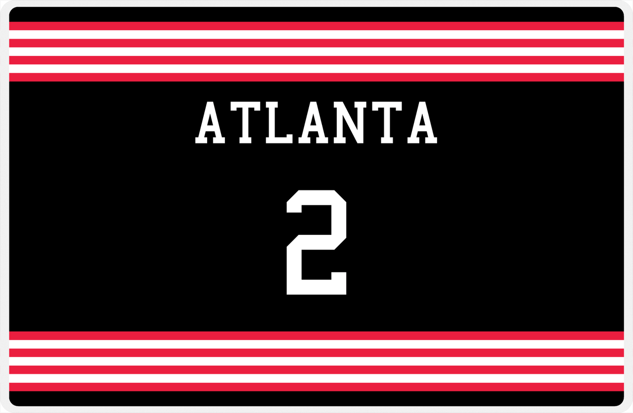 Personalized Jersey Number Placemat - Atlanta - Triple Stripe -  View